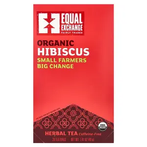 Equal Exchange Organic Hibiscus, Herbal Tea, Caffeine-Free, 20 Tea Bags, 1.41 oz (40 g)