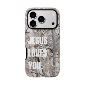 Christian Jesus Loves You Phone Case| Camo Style Faith Inspired Protective Phone Cover| Inspirational Religious Aesthetic Phone Case Gift Idea