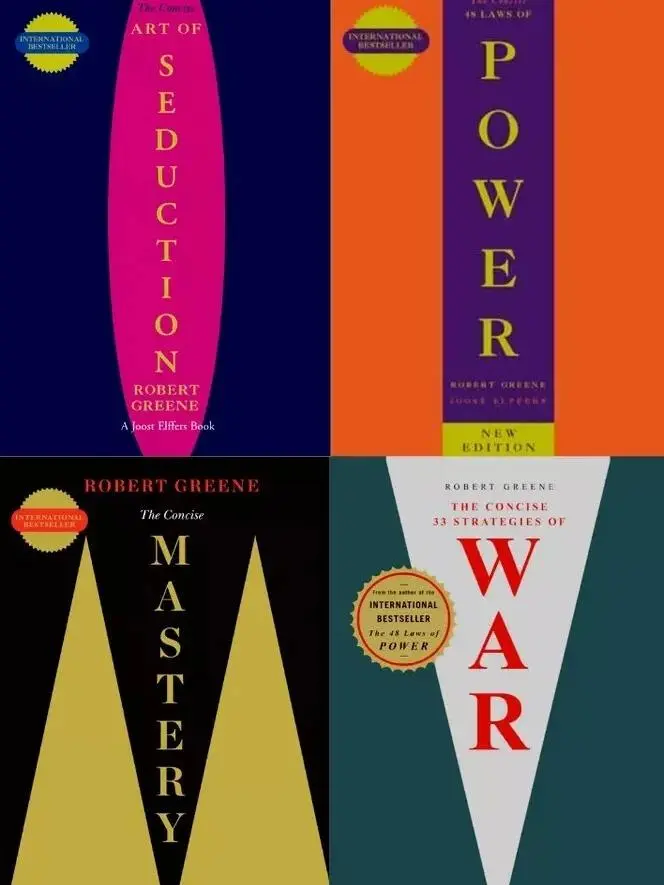 Concise Editions 4-Book Set - The 48 Laws of Power, Art of Seduction, Mastery, War - Career Self-Improvement Strategy Booklet for Self-Development