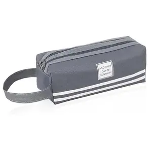 Portable Pencil Case Large Capacity Dual Zipper Organizer Storage Pouch Pen Bag Compartments Cosmetic Bags for Office Women