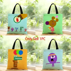 anime education healing cute H-Hey Duggee Storage Bags Canvas Bags Series Print Bag Lightweight Shoulder High Appearance Large Capacity Minimalist  Soft Fabric Bag Shopping Bags