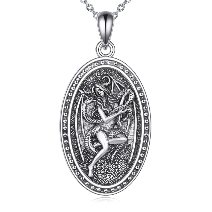 S925 sterling silver Lilith relief necklace pendant