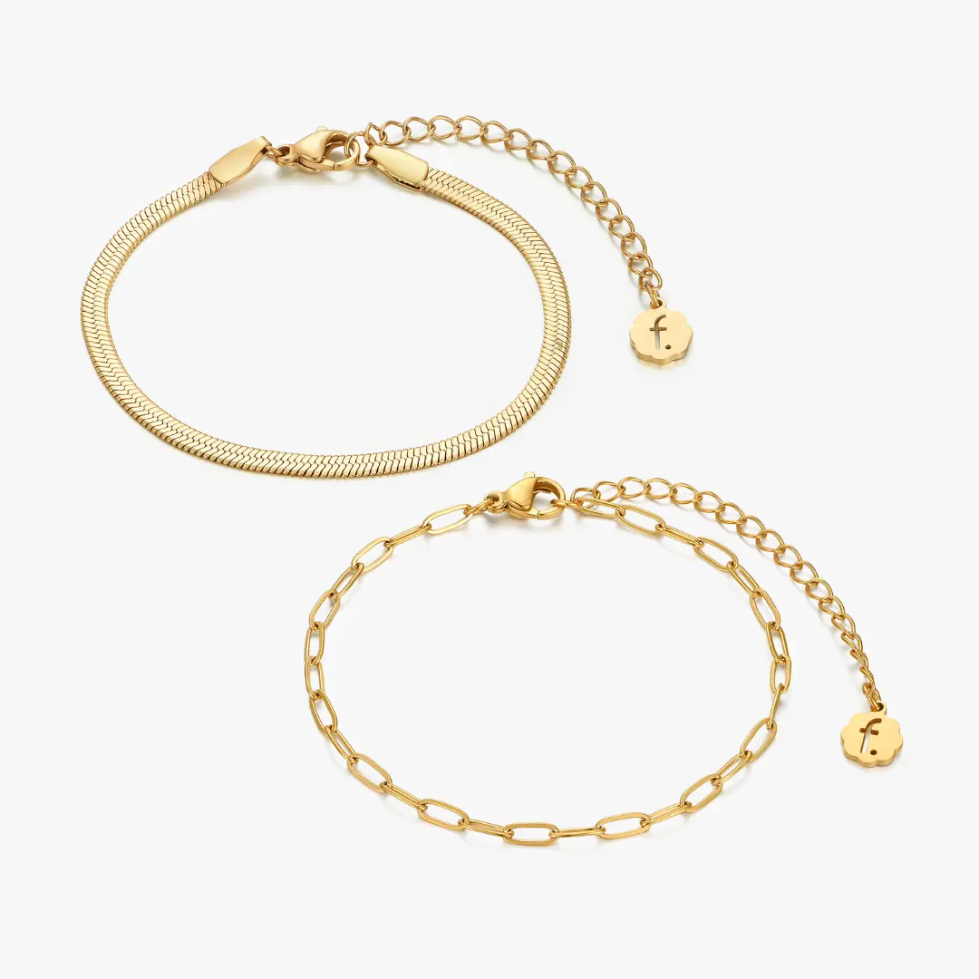 Herringbone Bracelet + Allie Bracelet Gold Bundle