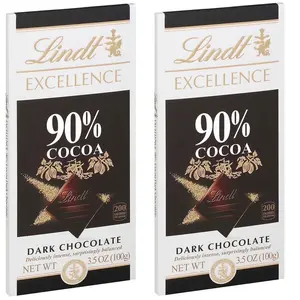2 Pack Product of Lindt Excellence 90% Cocoa Supreme Dark Chocolate, each 3.5 oz.