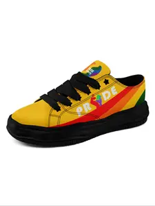 Women's Pride Month Print Lace Up Low Top Sneakers, Fashionable Casual Sports Shoes for Daily Wear, Breathable Non-slip Sole Shoes for Lovers