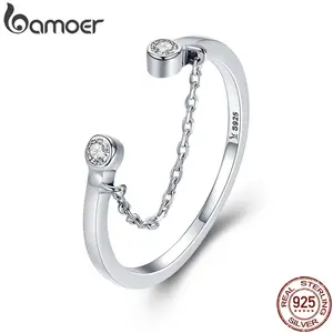 100% Real 925 Sterling Silver Tassel Adjustable Clear CZ Finger Ring Women Ring Sterling Silver Ring Jewelry SCR216