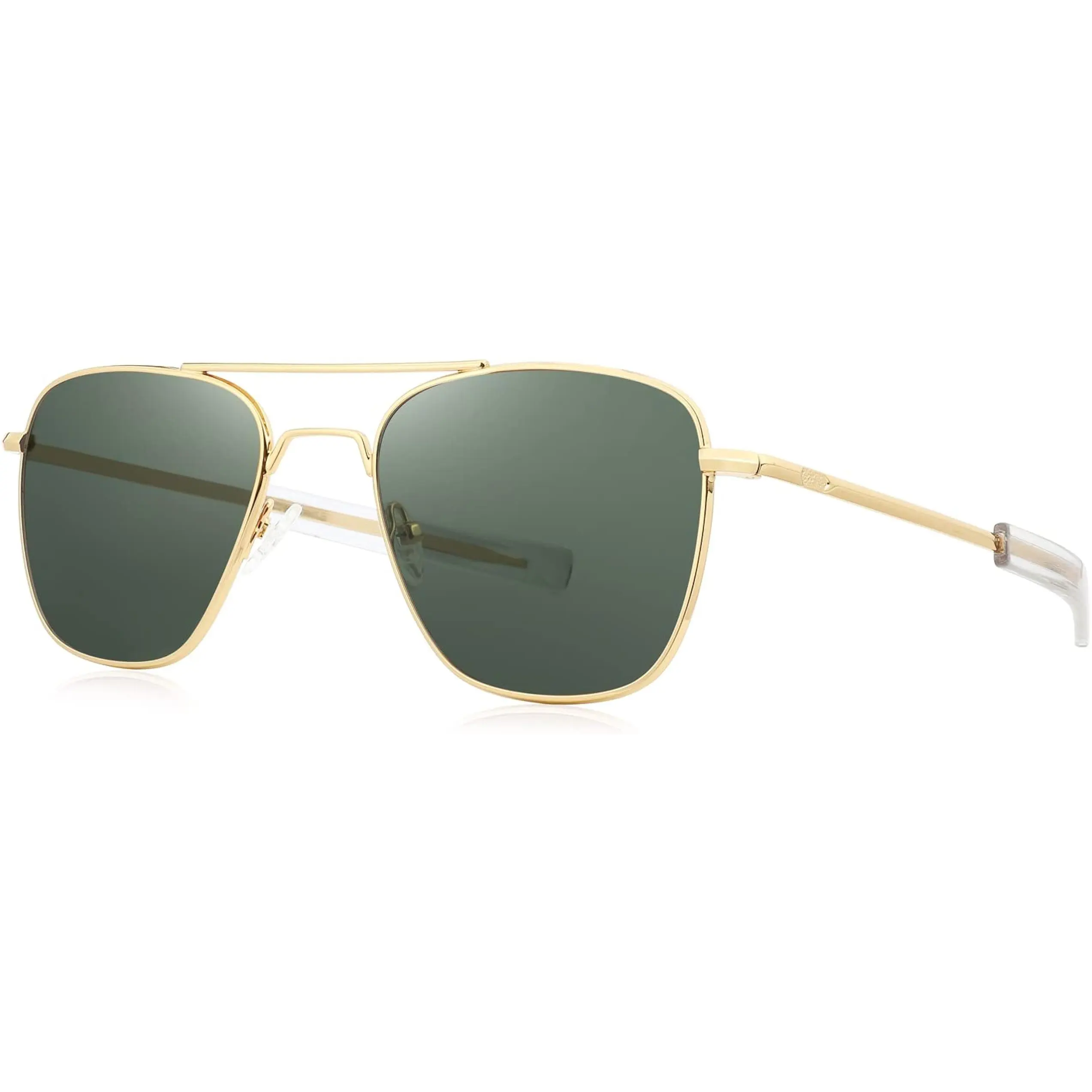 FEISEDY Men's Aviator Polarized Sunglasses, Classic Military Pilot Frame with Bayonet Temples, Anti-UV Eyewear B2623, Classic Aviator Sunglasses