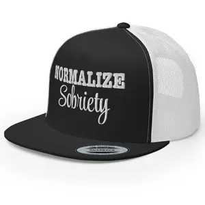 NX Normalize Sobriety Embroidered Flat Bill Trucker Hat High Crown Adjustable Anniversary Sober AA NA Recovery Cap