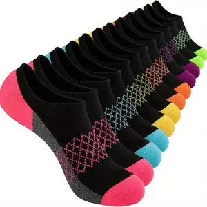 6 Pairs Women's Athletic Socks, Low Cut No Show Running Socks with Non Slip Grip and Cushioned Comfort, Breathable Ankle Socks for Gym and Sports Activities.