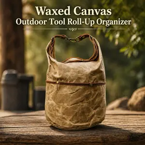 Waxed Canvas EDC Tool Roll, Rugged Pocket Knife Pen Organizer Pouch, Camping Hiking Gear Wrap, Gift for Men Dad Husband