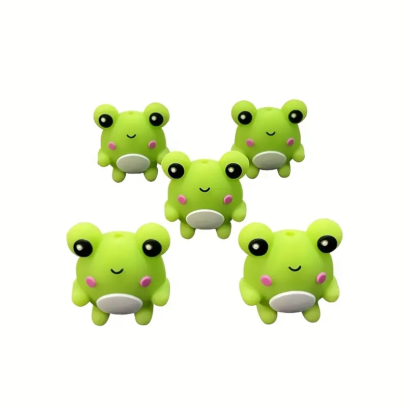 10 Cute 3D Frog Silicone Beads DIY Handicrafts - Perfect for Bead Sticks, Mobile Phone Pendants and Bag Accessories, 10Pcs, 26.5X25x17mm