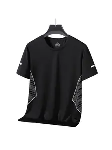 Men's Quick-Dry Sports T-Shirt, Ice Silk Honeycomb Mesh, Slim-Fitting Summer Essential, All over Print, Short Sleeve, No Collar