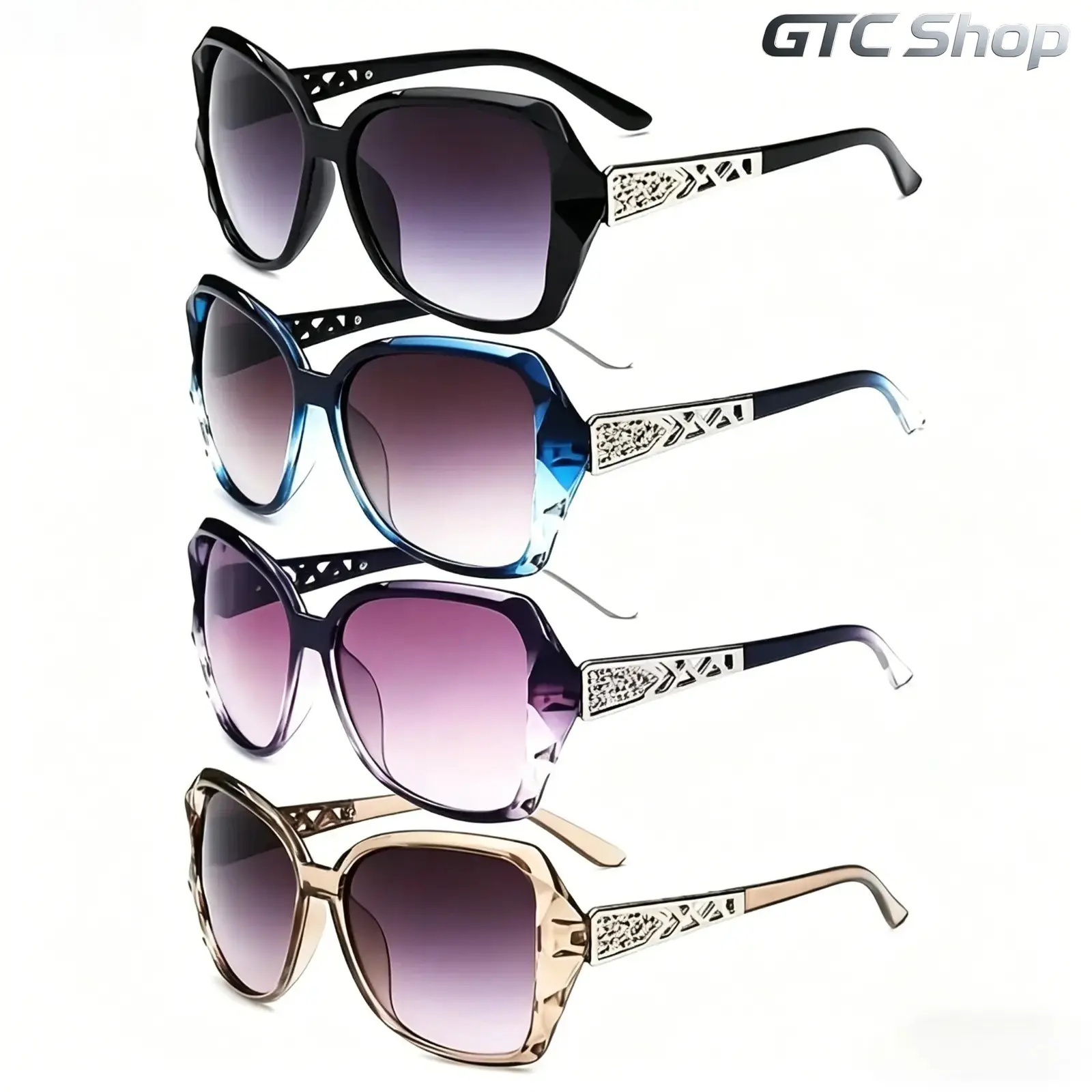 4-Pack Y2K Retro Sunglasses for Men & Women, Large Frame Hollow Temple Eyewear, Elegant Trendy Aesthetic Shades, UV Protection Lightweight Design, Perfect for Summer Outdoor Daily Casual Wear