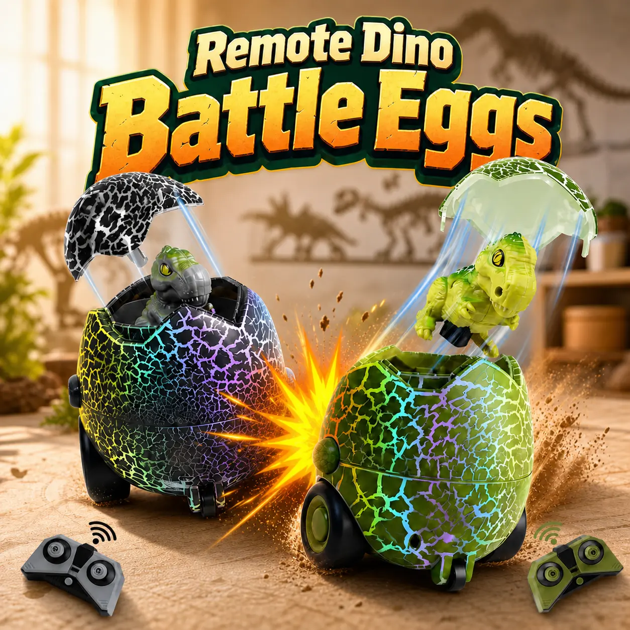 [BackToSchool]Vvinca 2-Pack Remote Control Dinosaur Egg Battle Toys for Kids - Rechargeable Bumper Cars with LED Lights & Sound, Sensory Products, Easter Baskets Fillers, Birthday Gifts #tiktokshopsummersale, Kids Toys，Outdoor