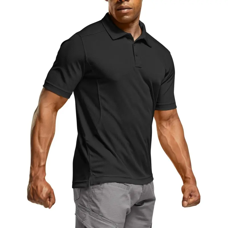 Men's quick-dry tactical polo shirt, lightweight and breathable performance polo shirt, short-sleeved UPF 50+ outdoor golf shirt