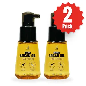 HerStyler Advanced Argan Oil Hair Serum - Serum for Frizzy, Dry and Damaged Hair - with Vitamin E and Aloe Vera - 2.36 Fl Oz / 70 Ml each - Pack of 2