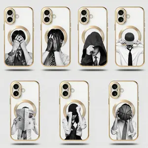 Retro-Style Smartphone Casing, Cellphone Handheld Accessories with Luxurious Electroplated Finish, Transparent TPU Material, Magnetic Wireless Charging Support, Robust Drop-Shock Protection, Built-In Lens Protector