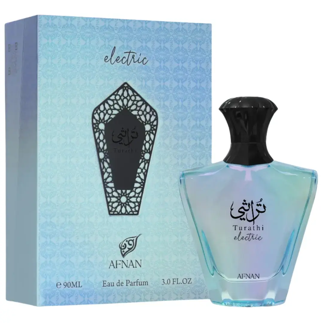 Afnan Turathi Electric Eau de Parfum – 100ml (3.4 fl oz) – Long-Lasting Vibrant Amber Spicy Fragrance for Men