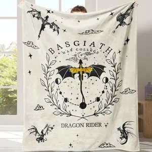 Dragon & Letter Pattern Blanket, Soft Comfortable Warm Throw Blanket, Cool Bedroom Bedding Blankets, Air-conditioned Room Blanket, Warm Nap Blanket for Home & Office