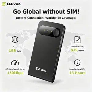 ECOVOX 4G LTE Portable WiFi Hotspot -Pay As You Go Internet Device, No SIM Cardor Contract, Auto Network Switching,Connect Up to 9 Devices, 3000mAh Battery- Travel WiFi for USA & 150+ Countries,Ideal for Camping, RV, Outdoor & Travel