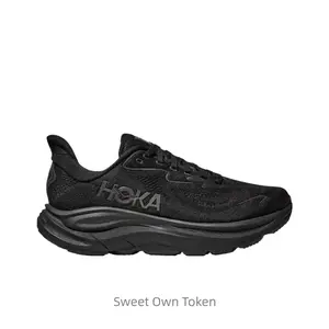 Fabric synthetic leather shoe with support for running. Low-top style. Men's size. Black color.