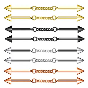 OIDEA Cartilage Earring Spike Tassel Stud Set 14G 316L Stainless Steel Body Piercing Jewelry 8 Pair Multi-Color