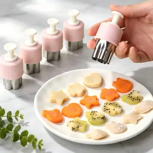 8 Piece Food Grade Stainless Steel Vegetable Fruit Cutter Set, Easy Release Handle, Baby Food, Bento, Cake Decoration Tools