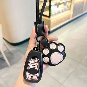 Subaru Key Fob Cover with Keychain, for Forester Outback BRZ Legacy CrossTrek Premium Soft TPU 360 Degree Protection Key Case Remote Key Holder