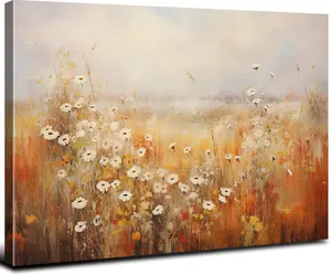 Wildflower Wall Art Autumn Nature Floral Canvas Painting Decor Abstract Daisy Flower Landscape Prints Picture Modern Artwork for Kitchen Living Room Bedroom Bathroom Home Office Decoration SHJY-01868