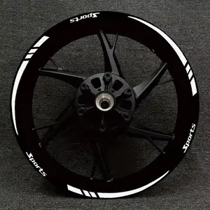 Reflective Decorative Wheel Stickers, 2-Piece Front & Rear Hub Stickers for 18-21 in Motorcycle Wheel Spokes, Sports Letter Automotive Exterior Accessories