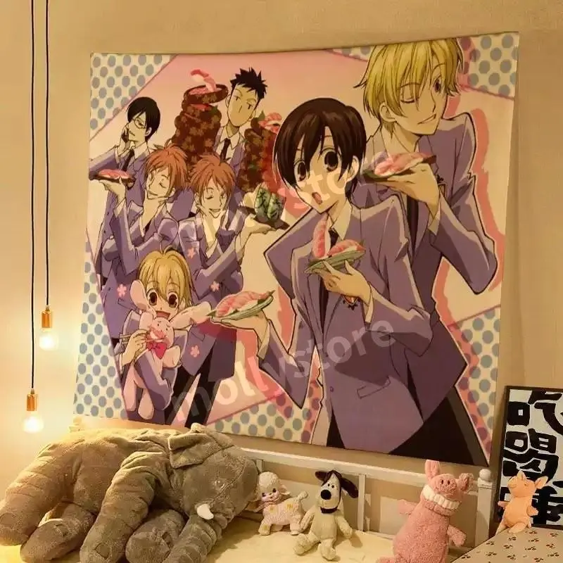 Ouran High School Host Club Anime Tapestry Polyester Wall Hanging Vintage Manga Decor for Bedroom Dorm Photo Backdrop