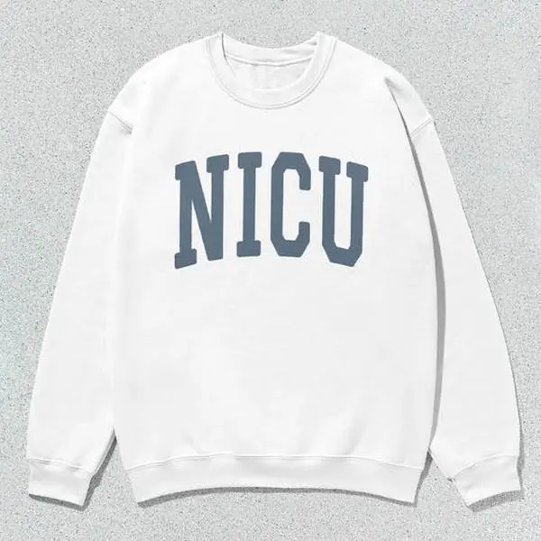NICU Sweatshirt Neonatal Intensive Care Unit Nurse Collegiate Crewneck Sweater Unisex Grey