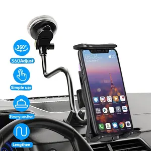 Car Truck Windshield Phone Mount Holder with Long Gooseneck ,Window Mobile Holders with Strength Suction Cup, Anti-Shake Stabilizer Compatible with All Cell Phones iPhone Samsung Android Smartphone Accessories