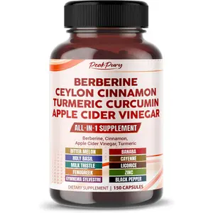 Berberine Supplement with Ceylon Cinnamon Apple Cider Vinegar and Turmeric for Glucose Metabolism Immune Support and Cardiovascular Health Overall Wellness and Digestive Support for Men and Women Non-GMO Natural Capsules 120 Count