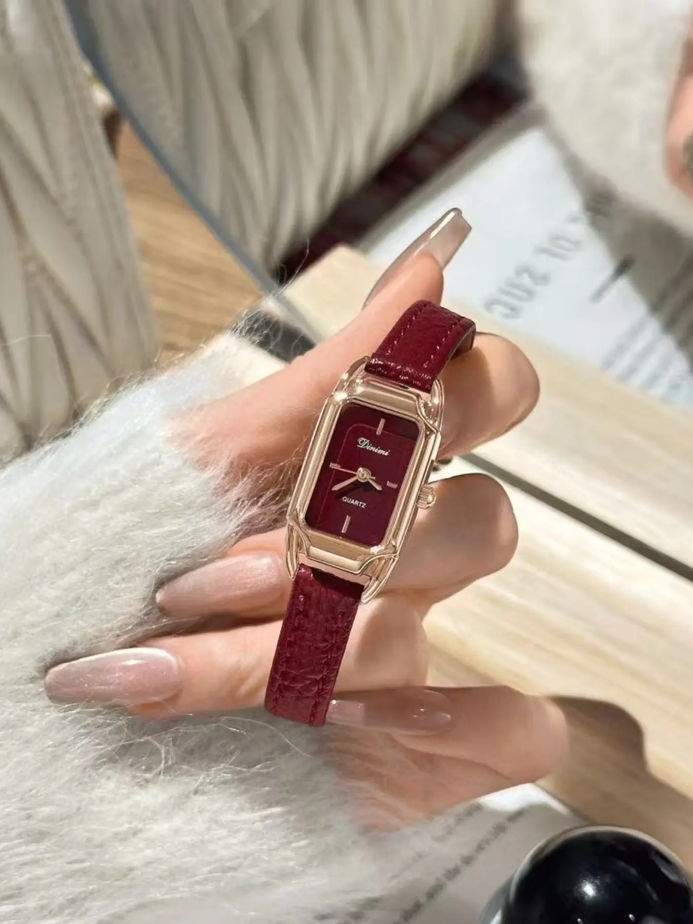 Women's Watch, Angola Elegant Fashion, New Arrival, Luxury Trendy, Waterproof Leather Face, Analog Quartz, Rectangle Shape, All Seasons