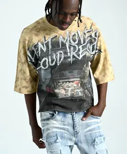 TAKER MEN'S SILENT MOVES, LOUD RESULTS CROPPED T-SHIRT SAND