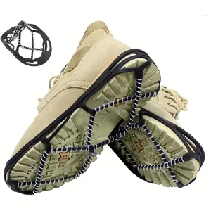 【2025 Upgraded】Ice Cleats Crampons for Shoes and Boots, 1 Pair Heavy Duty TPE Traction Spikes with Steel Chains, Anti-Slip Winter Gear for Walking, Hiking & Climbing