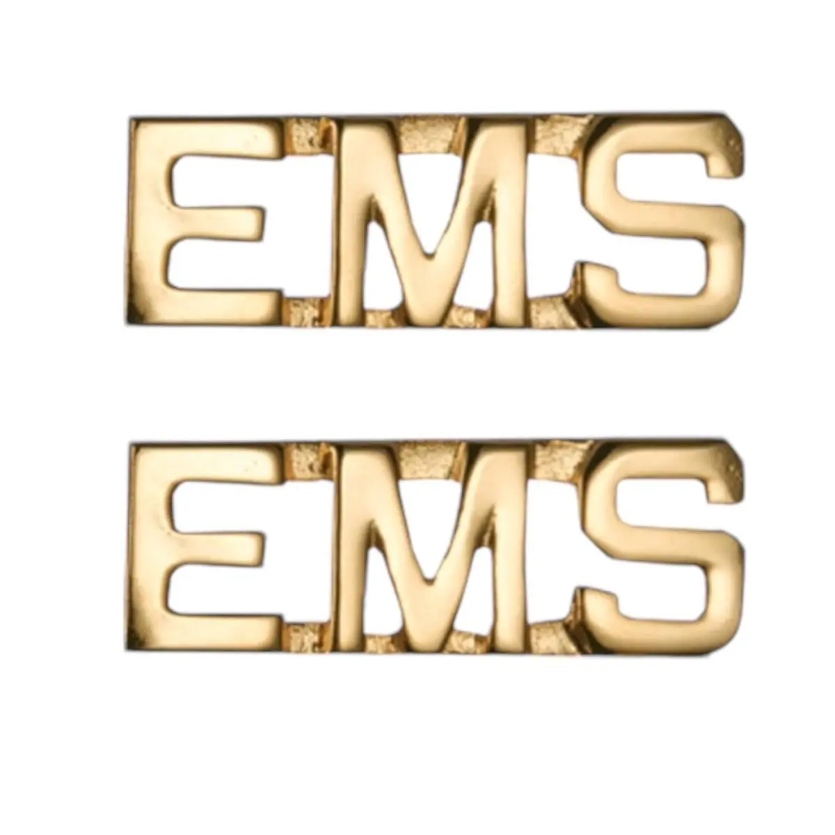 Unisex Polished Rectangular Alloy EMS Collar Insignia Pins - Business Use, 3/8 in Authentic Non-Subdued Pin-On Back Pair, Gold or Silver