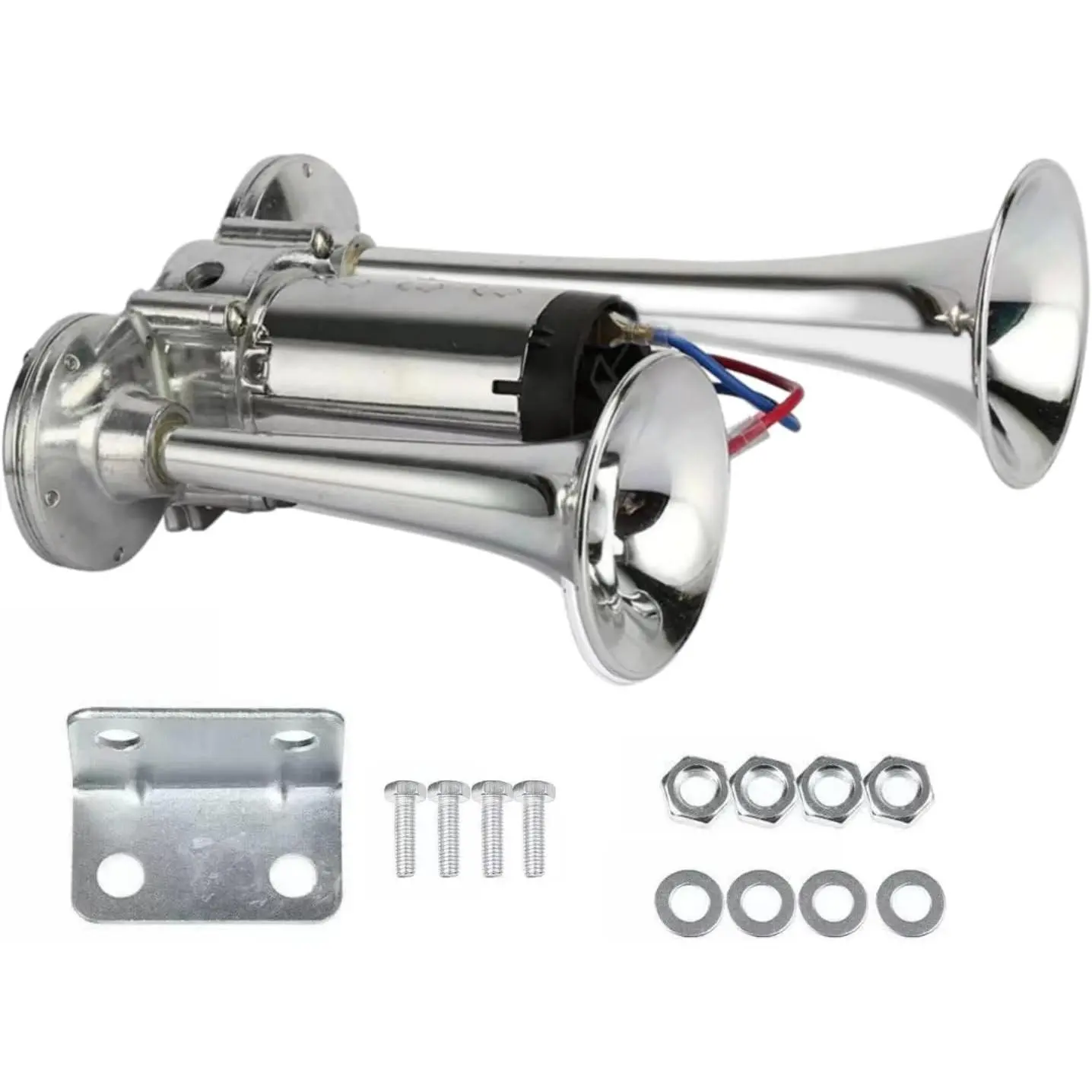 Super Loud Dual Electric Train Horns for Trucks, SUVs, Cars, Boats & Motorcycles - 12V Dual Trumpets Air Horn Kit with Compressor Unit