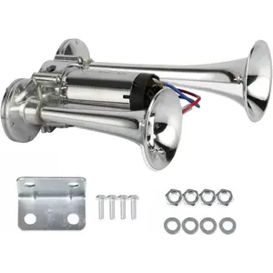 Super Loud Dual Electric Train Horns for Trucks, SUVs, Cars, Boats & Motorcycles - 12V Dual Trumpets Air Horn Kit with Compressor Unit