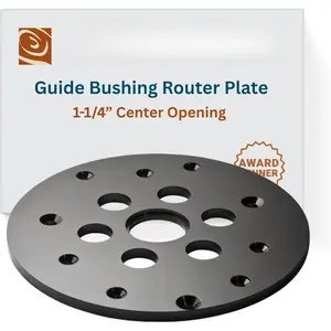 Guide Bushing Router Plate - Router Plate Features 1-1/4" Center Opening to Accept Guide Bushings - Solid Plastic Router Guide Plate - Router Table Insert Plate Includes Mounting Hardware