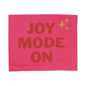 Velveteen Plush Holiday Blanket | Joy Mode On Fleece Throw Blanket — Hot Pink Holiday Edition