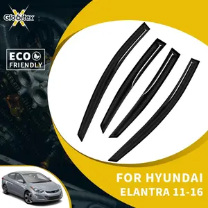 Tape-On Outside Window Visors Sun Rain Guards Vent for Hyundai Elantra 4-Door Sedan 2011-2016, JDM Mugen Style Mount Wind Deflectors, 4PCS