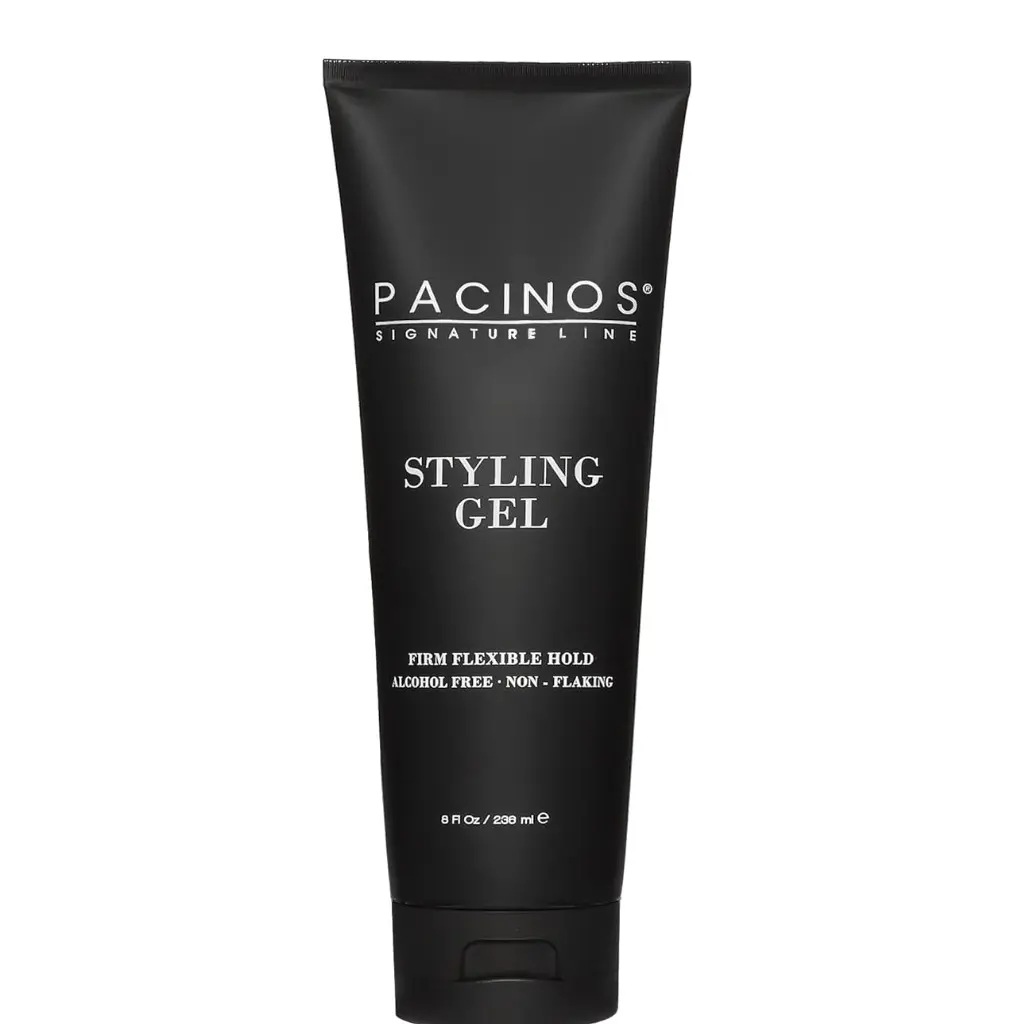 Pacinos Styling Gel Medium Shine All Day Hold, Conditions (8 fl oz) | Conditioning hair gel, moisturizes while adding volume and texture, flake-free finish, all hair types, men's styling