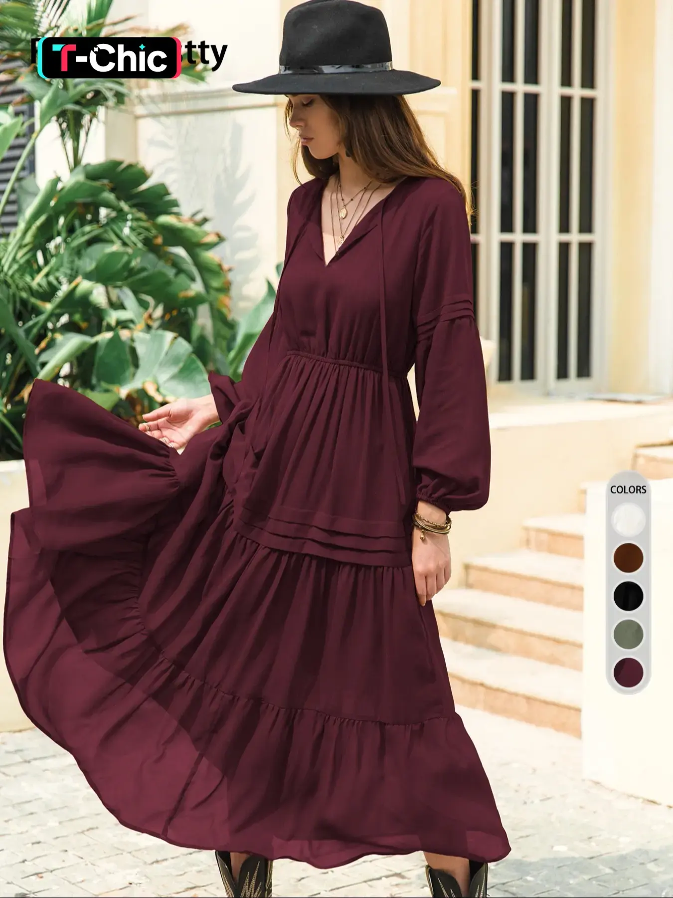 Women's Lantern Sleeve A-Line Ruffle Maxi Dress, Spring & Summer Casual Wear Fitted Long Dress, Plain Woven Fabric, Perfect for Outdoor Holidays - TikTok Shop Women's Lantern Sleeve A-Line Ruffle Maxi Dress, Spring & Summer Casual Wear Fitted Long Dress, Plain Woven Fabric, Perfect for Outdoor Holidays - TikTok Shop