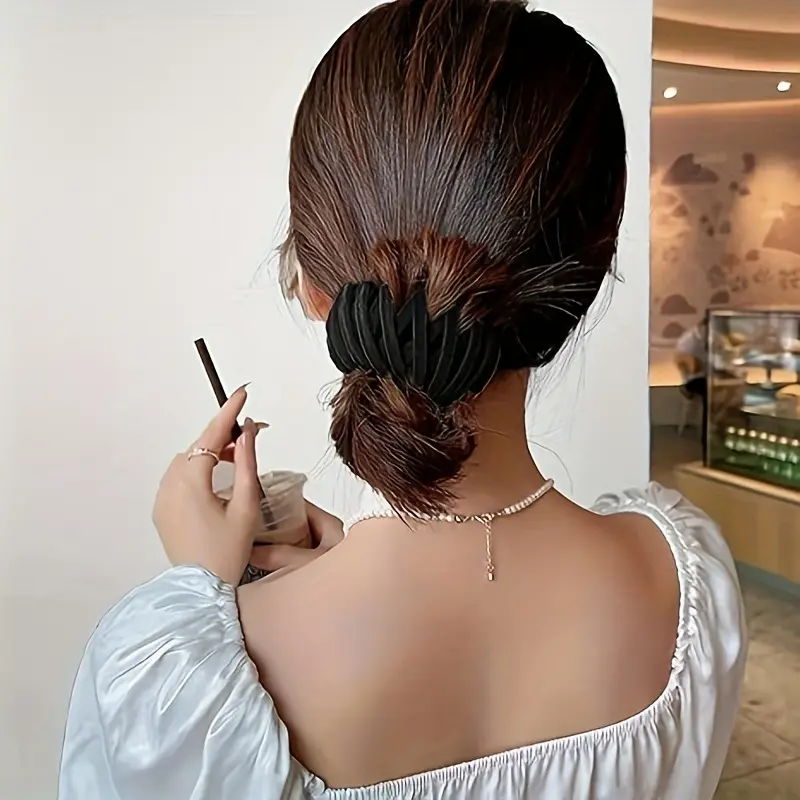 2pcs Suede Bird's Nest Hair Tray Lazy Hair Clip for S High Ponytail Bract Headdress Fixed Accessories Temperament Flock Retractable Hair Band Fashionable Hair Accessories
