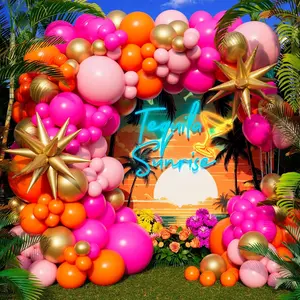ALL-IN-1 Pink and Orange Balloon Arch Kit with BONUS Starburst Balloons for Pink and Orange Party ations - Pinks and Oranges Balloons for Oranges and Pinks Party ations, Graduation, Birthday