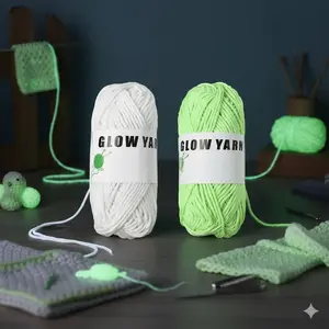 Glow in the Dark Crochet Yarn: DIY Soft Skin-Friendly Fluorescent Thread, High Elasticity Anti-Break Crafting Fiber for Nighttime Handmade Projects. Multi-Scenario Use, Spring DIY Essential, Rainbow Reflective Yarn for Knitting & Crochet.