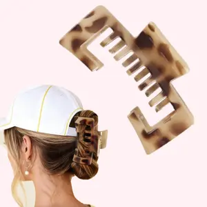 Hair Clips for Baseball Cap,Tortoise Shell Adjustable Hats Claw Clips for Women Girls, Non-Slip Strong Hold Trucker Hat Hair Claw Clips for Thick Thin Hair, Gift Hair Accessoires