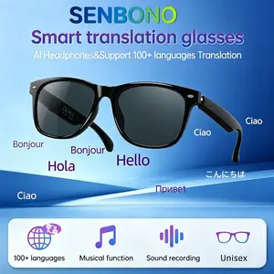AI glasses, Smart glasses, Wearable smart glasses, real-time translation in over 100 languages, conference recording, audio glasses, play music and answer calls, easy to operate, lightweight, suitable for various occasions